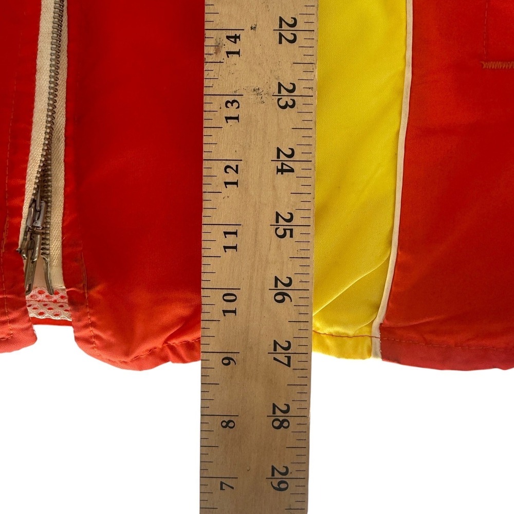 Vintage Americas Cup Sailing Jacket Red Yellow Stripe Hooded Parka Mens XL - Picture 7 of 11